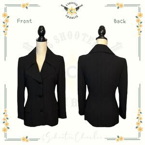 Vintage MNG by Mango Women's Blazer Jacket Black Size 8 Notched Lapel 3 Button
